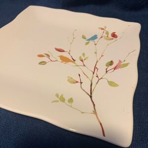 Lovely, Set of Two, Porcelain Decorative Plates with Bird-in-Tree Design.